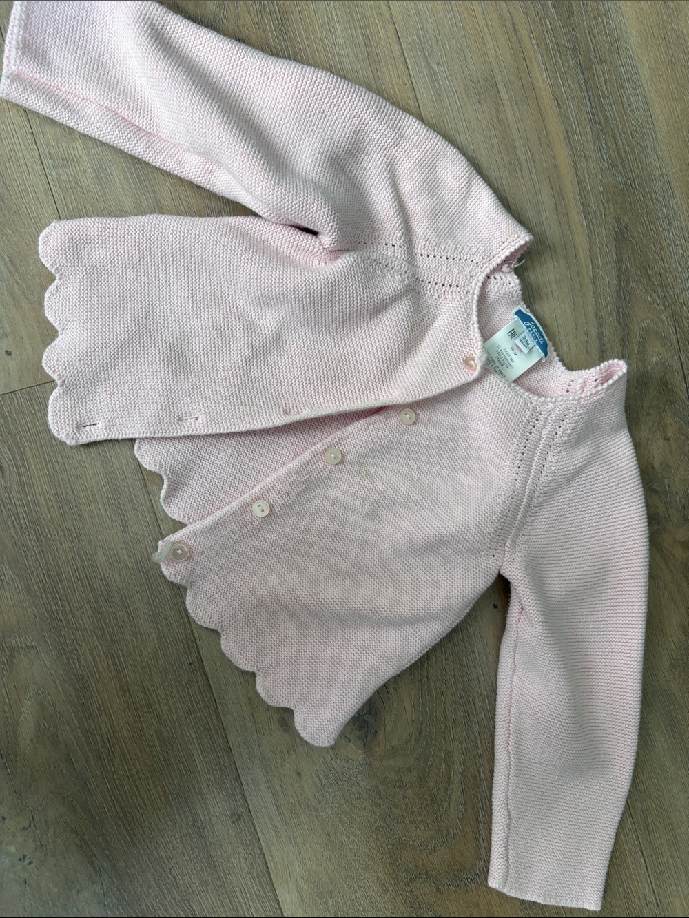 Jacadi Baby Pink Scallop-Edge Knit Cardigan